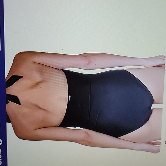 DKNY one piece Black halter shirred waist swimsuit moderate coverage Medium NEW… - Picture 5 of 8